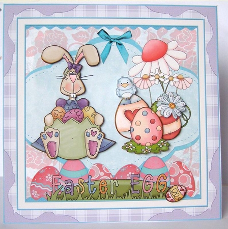 Easter Bunny Girl Decoupage Topper  by Margaret McCartney