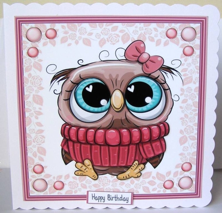 Gorgeous Pink Owl 8x8 by Margaret McCartney
