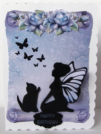 Fairyland 2 - A5 card front with decoupage by Margaret McCartney