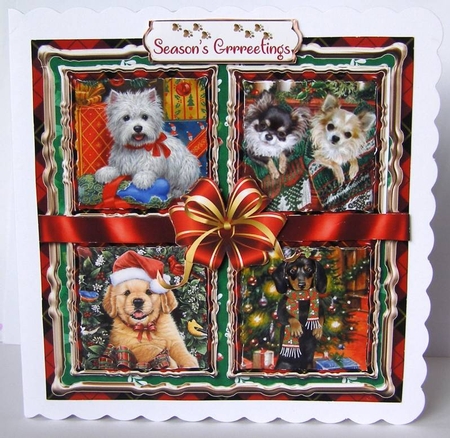 Bow Wows of Holly 2 7x7 Card Front & Insert Mini Kit by Margaret McCartney