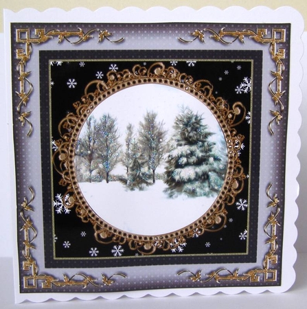 3 Grey Christmas scene card fronts/toppers (blanks) by Margaret McCartney