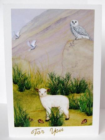 Scottish Mountain Watercolour Scen E - Owl & Lamb & Mice by Margaret McCartney