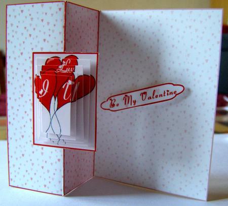 Balloon Hearts Valentine Fold Back Card by Margaret McCartney