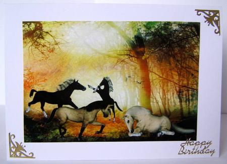 Beautiful Horses in the Woods A4 Topper by Margaret McCartney