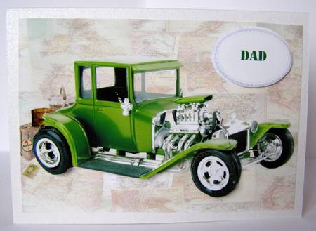 Vintage Car & Maps Decoupage Card Father's Day / Birthday by Margaret McCartney