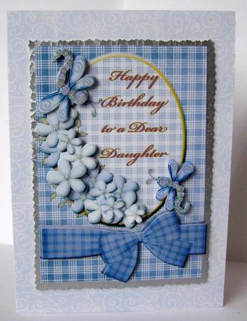 Blue Flowers Birthday Card for Dear Daughter by Margaret McCartney
