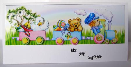 Train Ride on the Birthday Express Dl Decoupage Card Sheet by Margaret McCartney