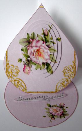 Pink Rose Tear Drop Easel by Margaret McCartney