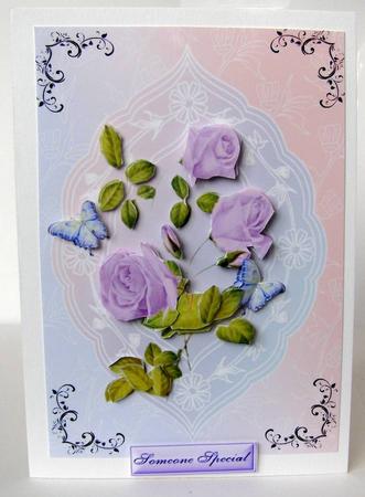 Beautiful Lilac/purple Roses in Pretty Rainbow Frame Lovely for Mother's Day by Margaret McCartney