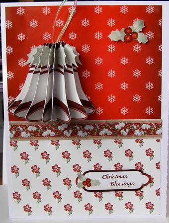 3D Bell Decoration in White and Red A4 Card Kit by Margaret McCartney