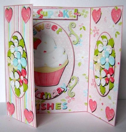 Hey Cupcake Sweet Birthday Wishes Gate Fold Card Pink by Margaret McCartney