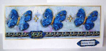 Blue Butterflies - Large Dl Card Front with Decoupage by Margaret McCartney