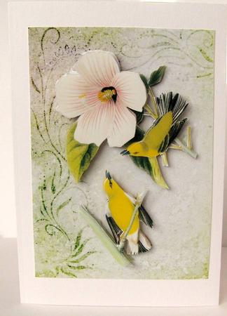 Vintage Birds 15, Blue-winged Warbler by Margaret McCartney