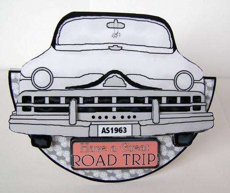 Classic Car Road Trip Wobble Over the Top Card by Margaret McCartney