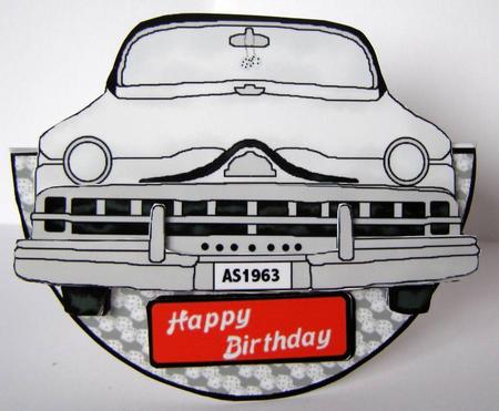 Classic Car Birthday No-holewobble Card by Margaret McCartney