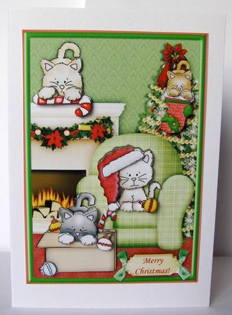 Playful Christmas Kitties Topper & Decoupage by Margaret McCartney