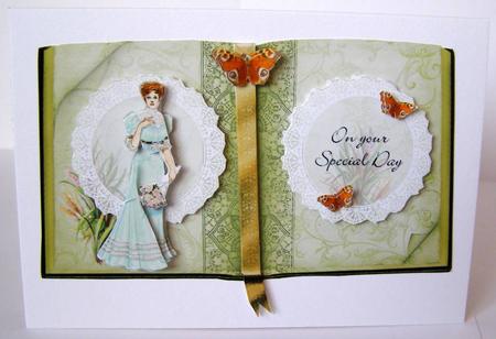 Vintage Lady and Butterflies Book Sheet with Decoupage by Margaret McCartney