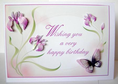 Lilac Flowers and Butterflies Card Front Kit by Margaret McCartney