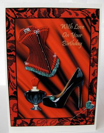 Red & Black Satin & Lace with Love Birthday by Margaret McCartney