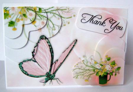 Pink Butterfly Thank You or Birthday by Margaret McCartney