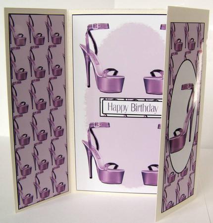 Purple Shoes Gate Fold Card by Margaret McCartney