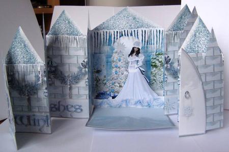 Ice Castle Gatefold Double Cascade Popup Card by Margaret McCartney