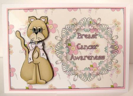 Breast Cancer Awareness Card Front with Decoupage by Margaret McCartney