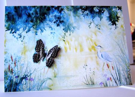 Watercolour Background Stork and Stream by Margaret McCartney