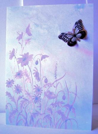 Purple Flowers and Butterfly Watercolour Vellum by Margaret McCartney