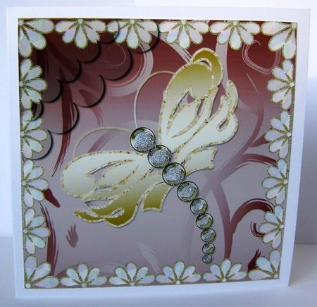 Jeweled Dragonfly in Floral Frame 8x8 Topper 1 by Margaret McCartney