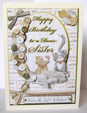 Happy Birthday to a Dear Sister Card Front by Margaret McCartney