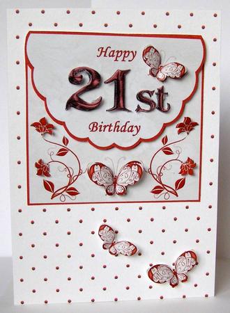 Scalloped Edged Envelope Style Card 21st Birthday by Margaret McCartney