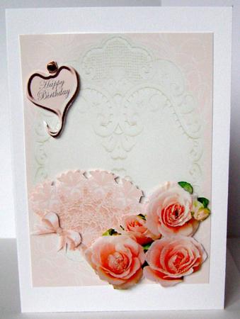 Peach Roses with Lace Fan by Margaret McCartney