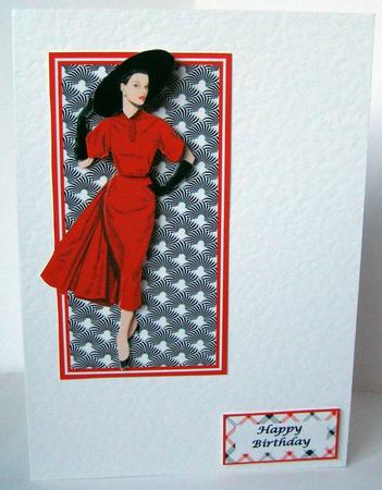 Elegant Lady in Red Topper Set by Margaret McCartney