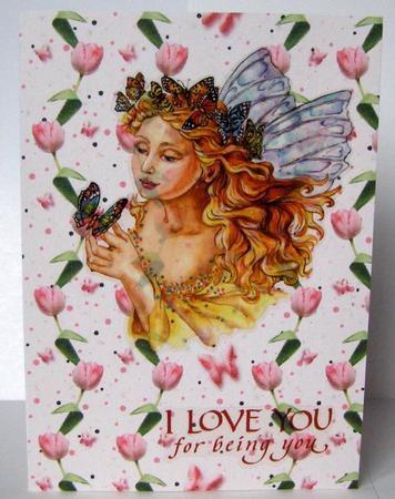 Pink Tulip & Butterfly Wishes Backing Paper Pink by Margaret McCartney