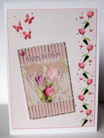 Pink Tulip & Butterfly Wishes Card Bases in Pink by Margaret McCartney