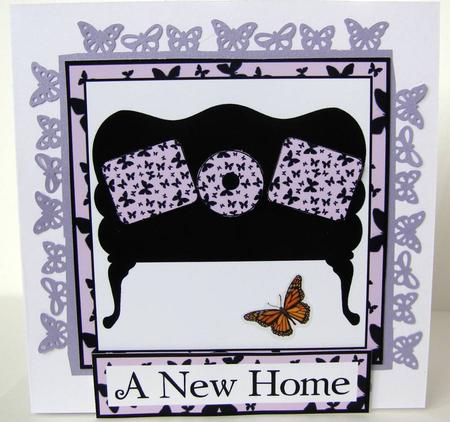 New Home Butterfly Couch Card Topper by Margaret McCartney