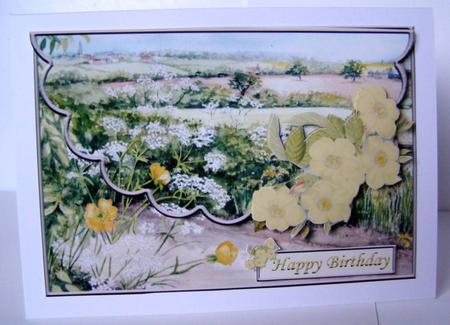 Pretty Hedgerow Envelope Card with Decoupage by Margaret McCartney