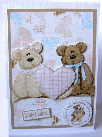 Teddy Bears with Heart Valentine Card by Margaret McCartney