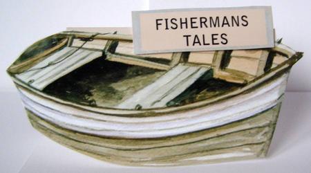 Boat Shaped Card Fishermans Tales by Margaret McCartney