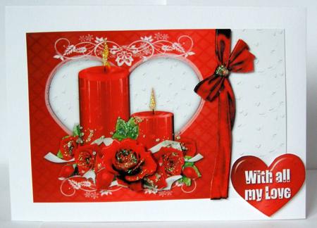 Red Roses and Candles Valentines Day or Birthday by Margaret McCartney