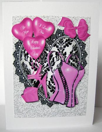 Gorgeous Cerise Basque on Black Lace Heart by Margaret McCartney