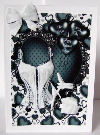 Sexy White Basque on Black Lace Heart by Margaret McCartney