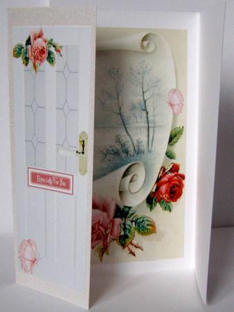 Roses on a Scroll with Water Scene, Gatefold by Margaret McCartney