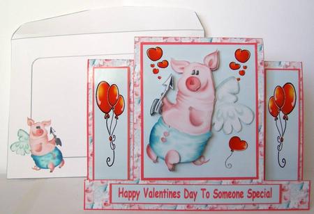 Cupids Pig Valentine/birthday Pop Out by Margaret McCartney
