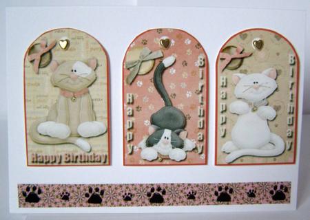 12 Cats Crescent Happy Birthday Tags by Margaret McCartney