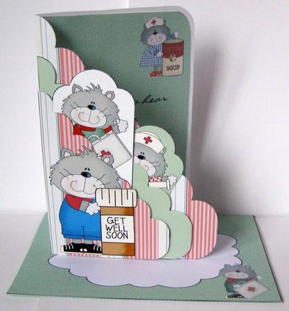 Get Well Soon Kitties Scalloped Pocket Card Kit by Margaret McCartney