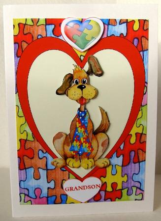 Autism Awareness - Googly Eyed Dog - Men & Boys -decoupage by Margaret McCartney