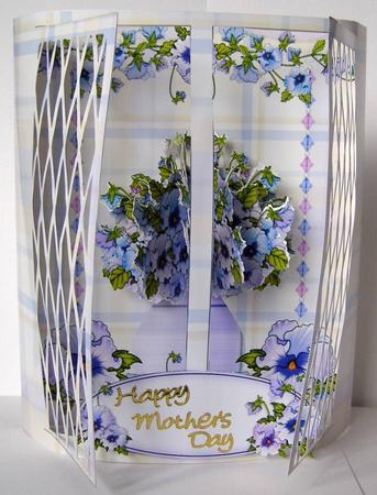 3D Pansy Vase Window Card by Margaret McCartney