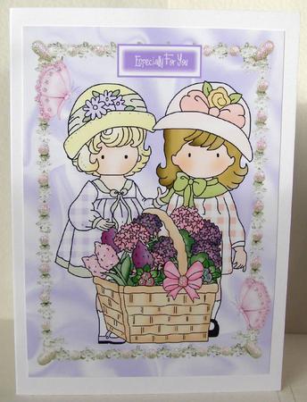 My Best Friend & Pretty Flowers A4 Topper by Margaret McCartney